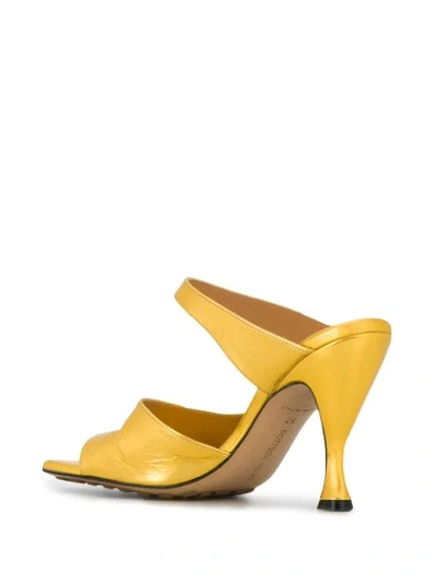 Shop Bottega Veneta Square Mule Sandals In Gold