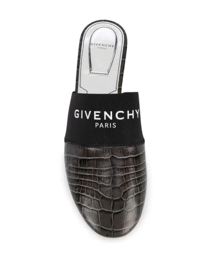 Shop Givenchy Bedford Crocodile-effect Flat Mules In Grey