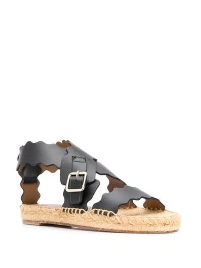 Shop Chloé Lauren Espadrille Flat Sandals In Black