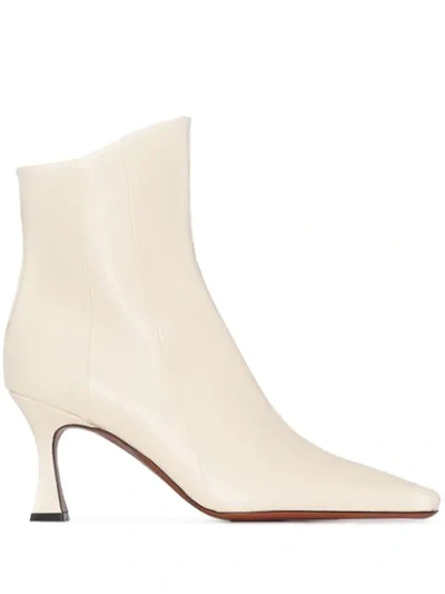 Shop Manu Atelier Duck 80mm Leather Ankle Boots In Neutrals