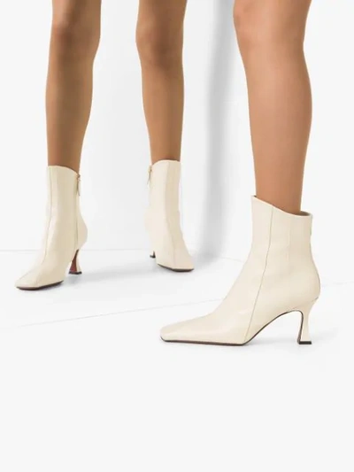 Shop Manu Atelier Duck 80mm Leather Ankle Boots In Neutrals