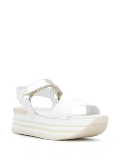 Hogan Striped-platform Sandals In White
