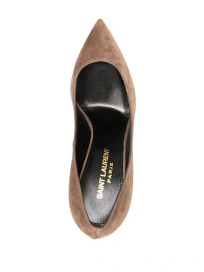 Shop Saint Laurent Pointed-toe High-heel Pumps In Brown