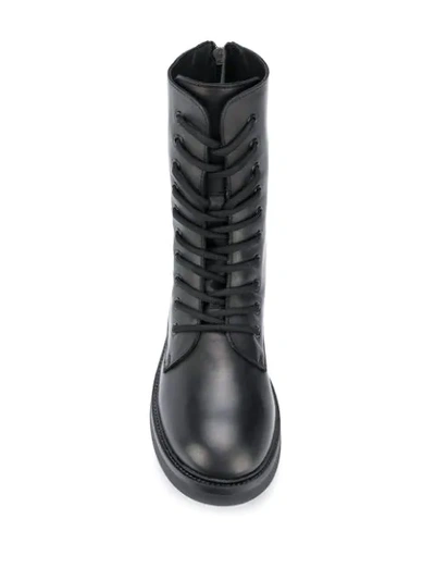 Shop P.a.r.o.s.h Lace-up Zipped Ankle Boots In Black