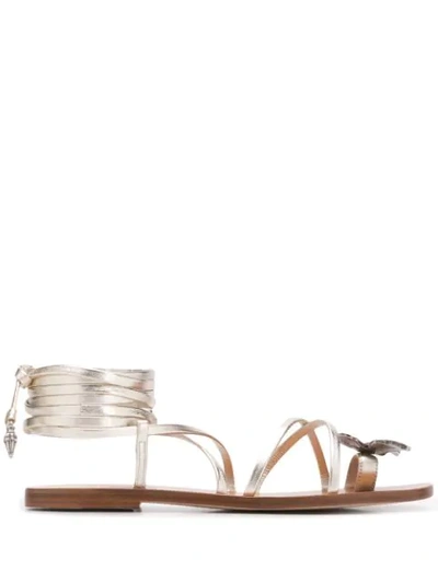 Shop Etro Butterfly Sandals In Gold