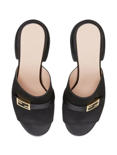 Shop Fendi Ff Motif Plaque Slide Sandals In Black