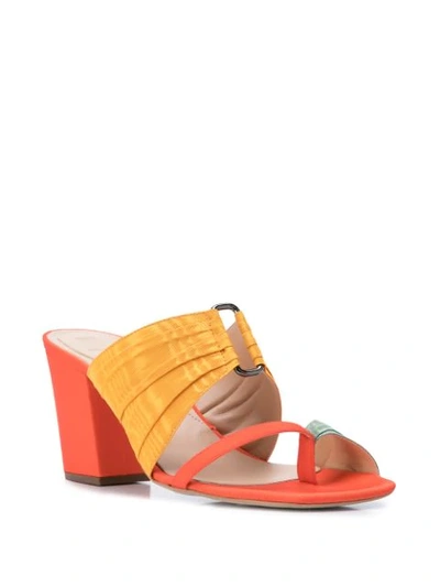 Shop Rosie Assoulin Pleated Funky Toe Mules In Orange