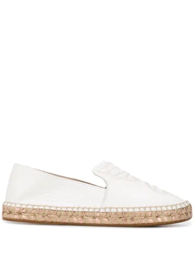 Shop Sophia Webster Butterfly Wing Embroidery Espadrilles In White