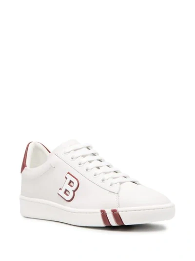 Shop Bally Lace-up Logo Plaque Sneakers In White