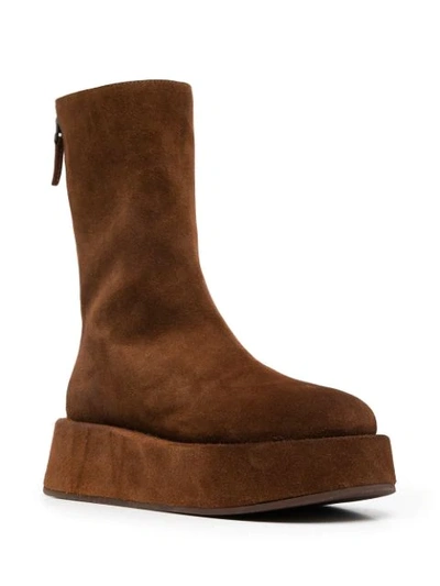 Shop Marsèll Platform Leather Boots In Brown