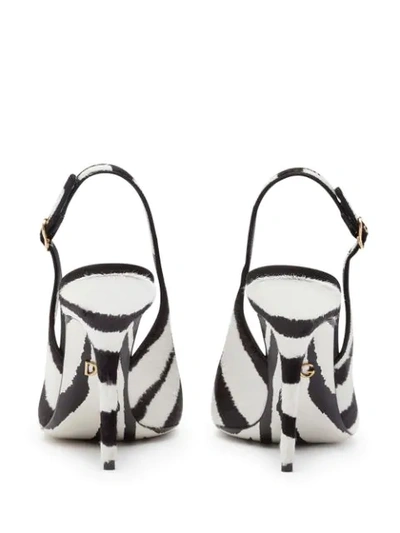 Shop Dolce & Gabbana Zebra-print Slingback Pumps In White