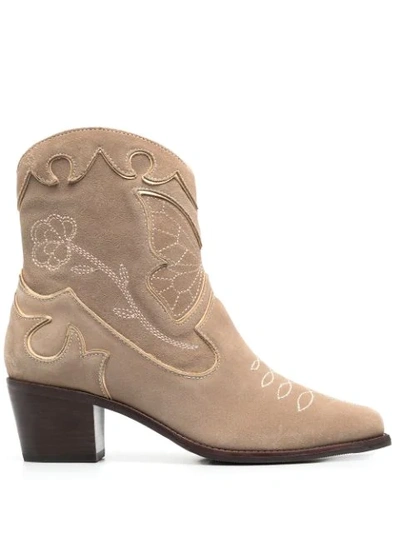 Shop Sophia Webster Shelby Cuban-heel Boots In Neutrals