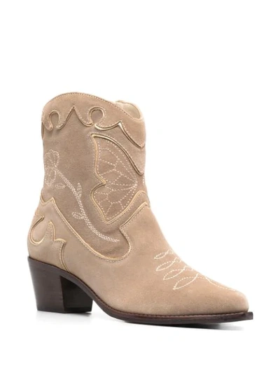Shop Sophia Webster Shelby Cuban-heel Boots In Neutrals