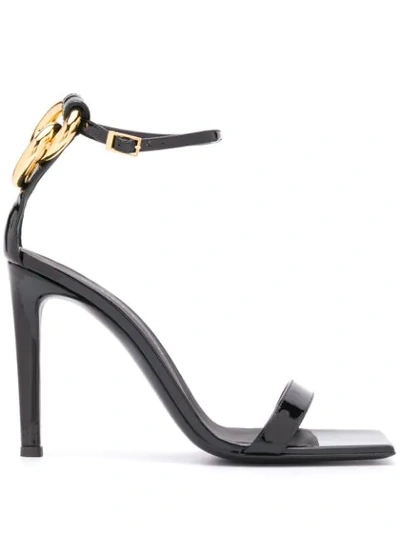 Shop Giuseppe Zanotti Square Toe Ring Sandals In Black