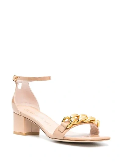 Shop Stuart Weitzman Amelina Chain-embellished Sandals In Neutrals