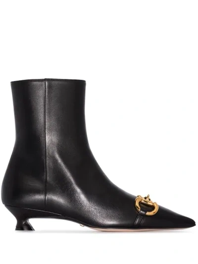 Shop Gucci Horsebit Ankle Boots In Black