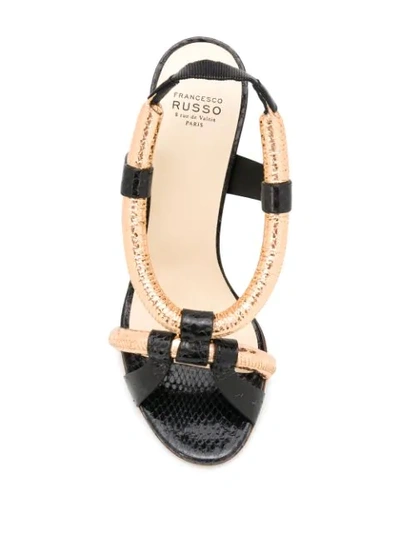 Shop Francesco Russo Snakeskin Effect Bicolour Sandals In Black