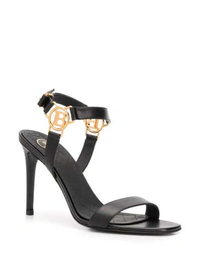 Shop Balmain 105mm Logo Sandals In Black