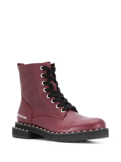 Shop Calvin Klein Jeans Est.1978 Studded Ankle Boots In Red