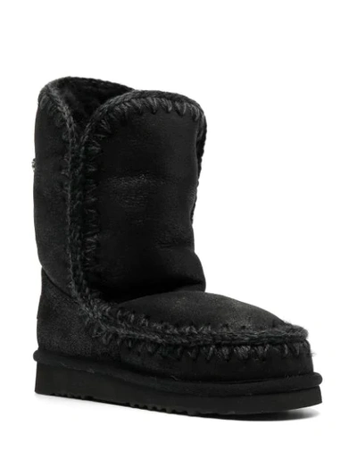 Shop Mou Embellished Star Snow Boots In Black