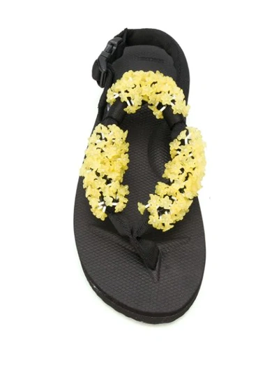Shop Cecilie Bahnsen Floral-embellished Sandals In Black