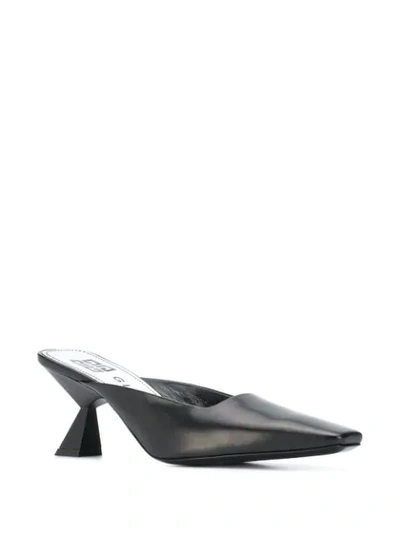 Shop Givenchy Asymmetrical Heel Mules In Black