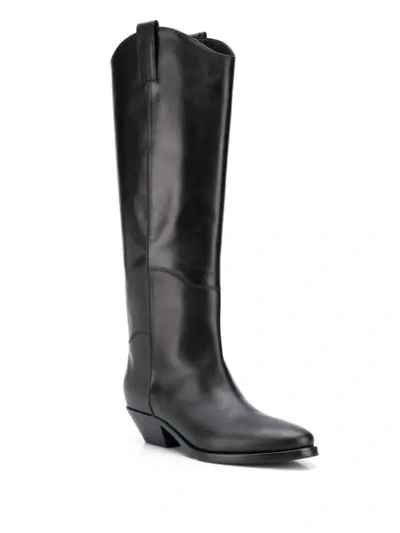 Shop P.a.r.o.s.h Smooth Cowboy-style Boots In Black