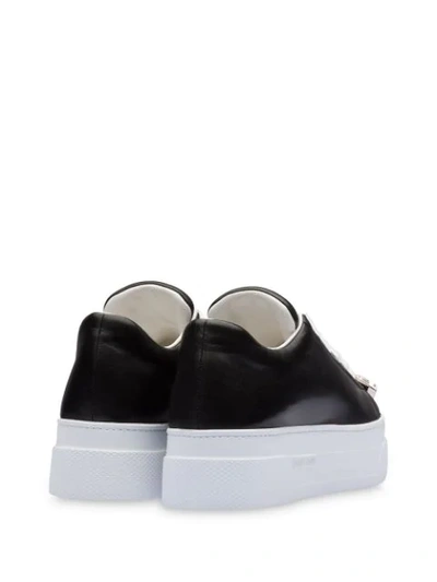 Shop Miu Miu Crystal-embellished Platform Sneakers In Black