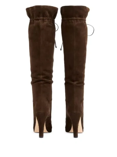 Shop Gucci Double G Knee-high Boots In Brown
