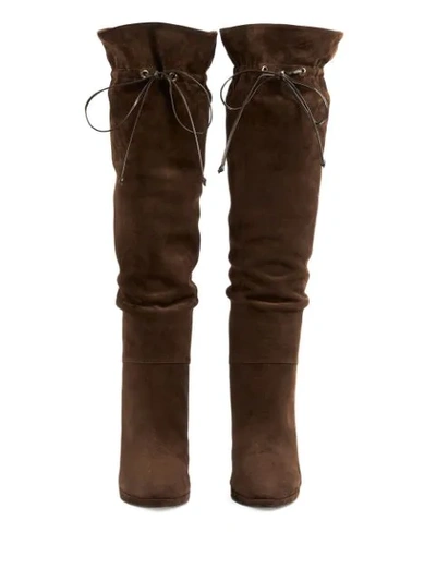 Shop Gucci Double G Knee-high Boots In Brown