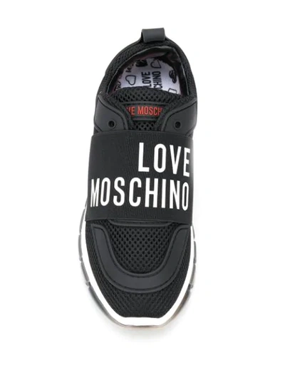 Shop Love Moschino Logo Band Mesh Sneakers In Black