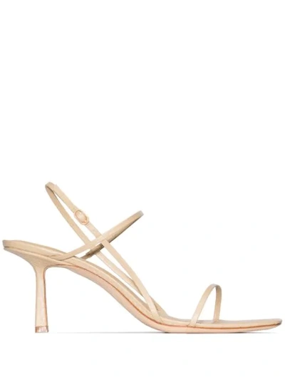 SNAKE-EFFECT STRAPPY SANDALS