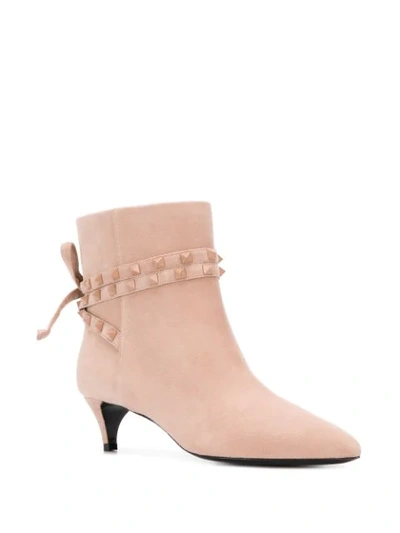 Shop Valentino Rockstud Detail Ankle Booties In Pink