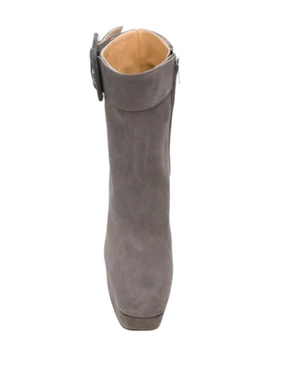 Shop Sergio Rossi 120mm Platform Buckled Boots In Grey