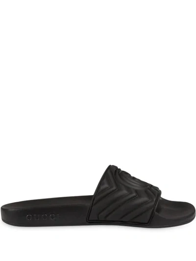 Gucci Pursuit Logo Slide Sandal In Black | ModeSens