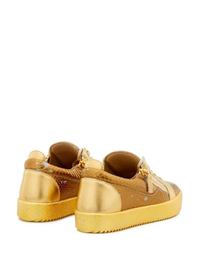 Shop Giuseppe Zanotti Snakeskin-effect Sneakers In Gold