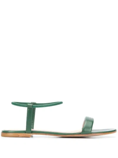 Shop Gianvito Rossi Jaime Flat Leather Sandals In Green