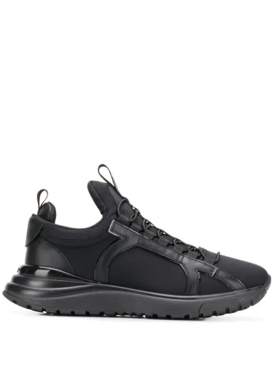 Ferragamo Gancini-panel Low-top Neoprene Trainers In Black