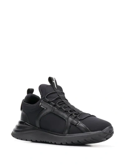 Ferragamo Gancini-panel Low-top Neoprene Trainers In Black