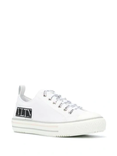 Shop Valentino Logo Lace-up Sneakers In White