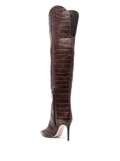 Shop Schutz Embossed Croc Knee-length Boots In Brown