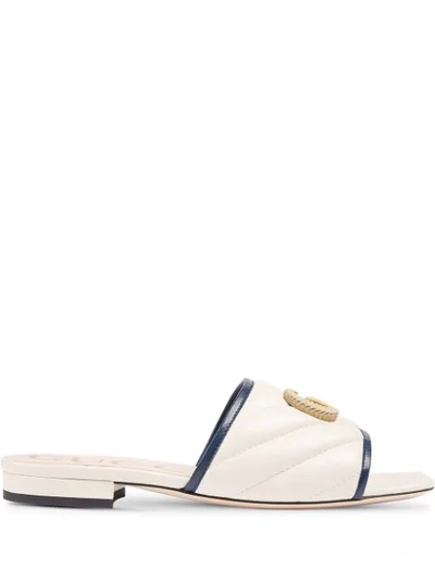 Shop Gucci Gg Logo Slides In White