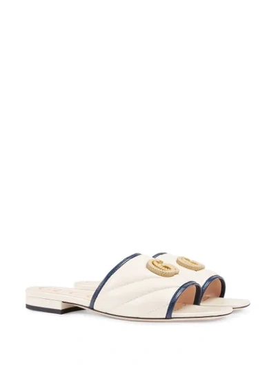 Shop Gucci Gg Logo Slides In White