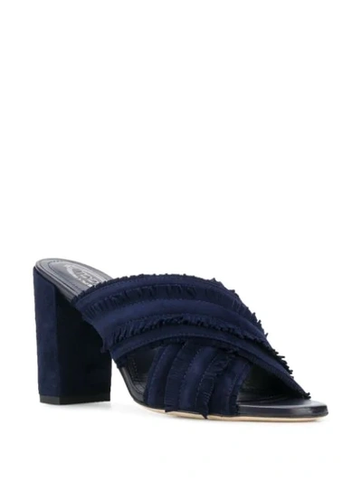 Shop Tod's Fringed Suede Sandals In Blue