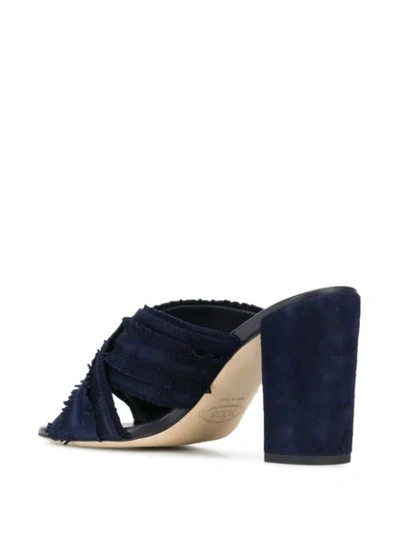 Shop Tod's Fringed Suede Sandals In Blue