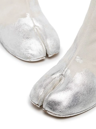 Shop Maison Margiela Tabi 30 Metallic Detail Boots In White