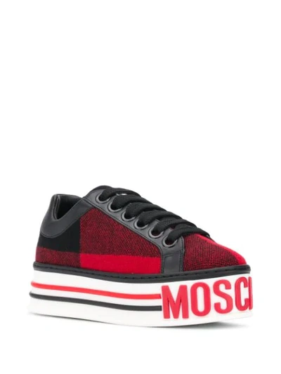 Shop Moschino Platform Low-top Sneakers In Red