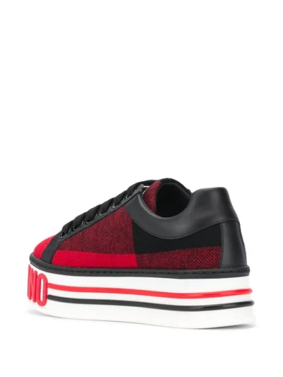 Shop Moschino Platform Low-top Sneakers In Red