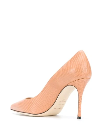 Shop Sergio Rossi Pointed-toe Leather Pumps In Neutrals