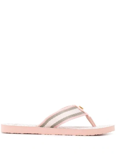 Shop Tory Burch Logo Flip Flops In Pink